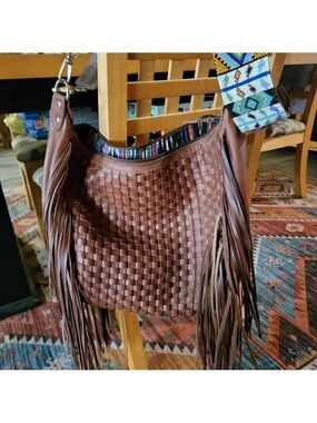 Custom Made Basketweave Fringe Hobo Purse.